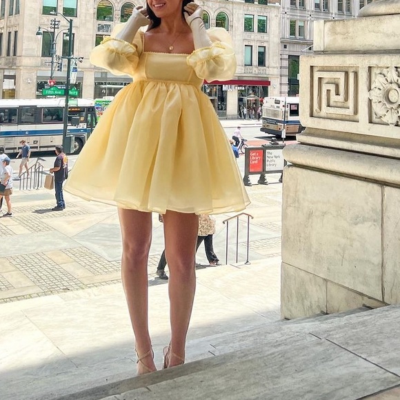 Anthropologie Selkie Puffed-Sleeve Square-Neck Mini Dress - Picture 4 of 9